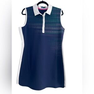 PGA Tour Women’s Sleeveless Polo Golf Dress Blue Navy and White & Pink